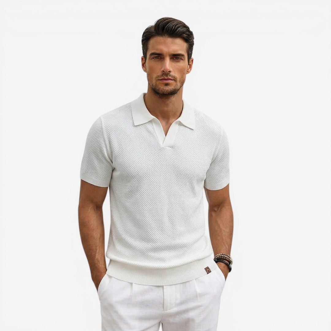 Men’s Short Sleeve Knit Polo Shirt Lightweight Summer Casual