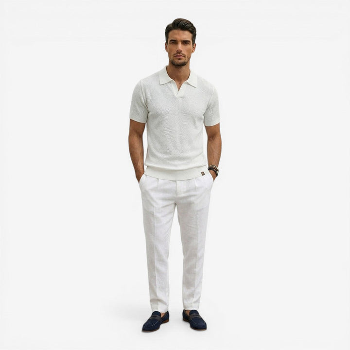 Men’s Short Sleeve Knit Polo Shirt Lightweight Summer Casual