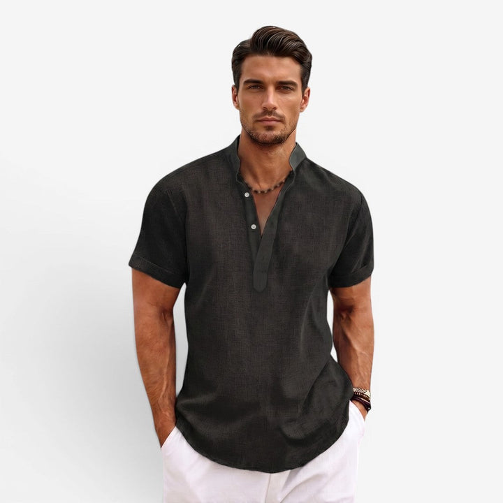 Men’s Short Sleeve Linen Shirt Relaxed Fit Breathable Summer Wear
