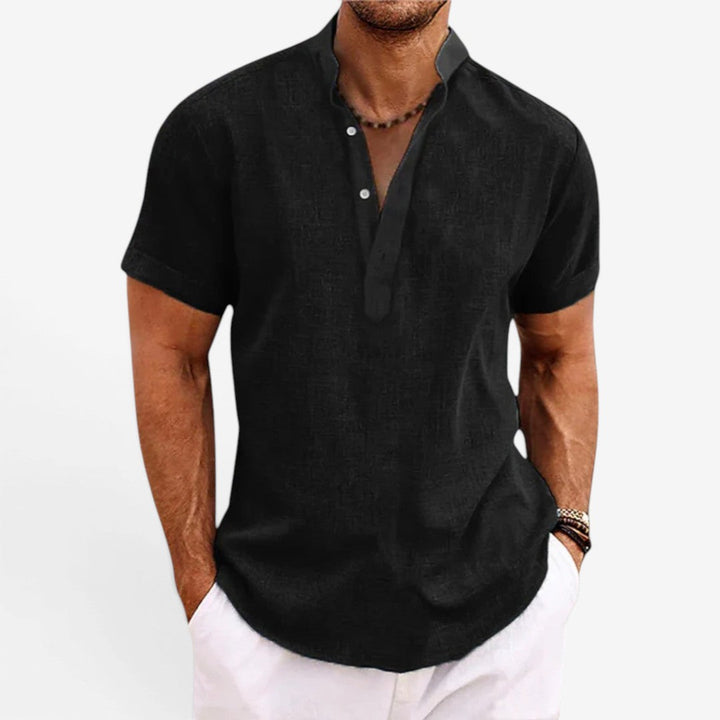 Men’s Short Sleeve Linen Shirt Relaxed Fit Breathable Summer Wear