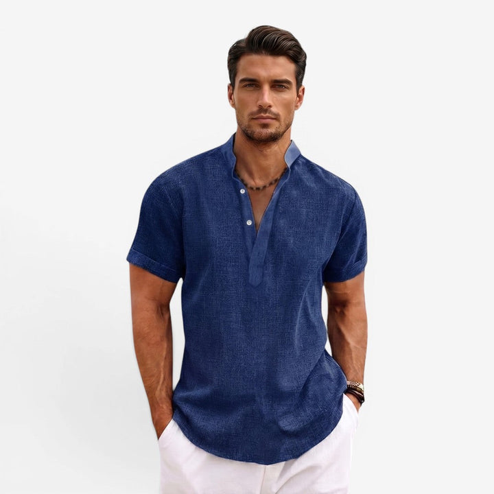Men’s Short Sleeve Linen Shirt Relaxed Fit Breathable Summer Wear