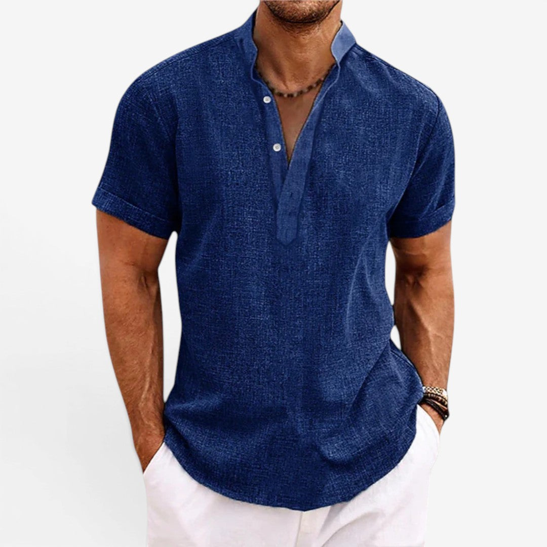 Men’s Short Sleeve Linen Shirt Relaxed Fit Breathable Summer Wear