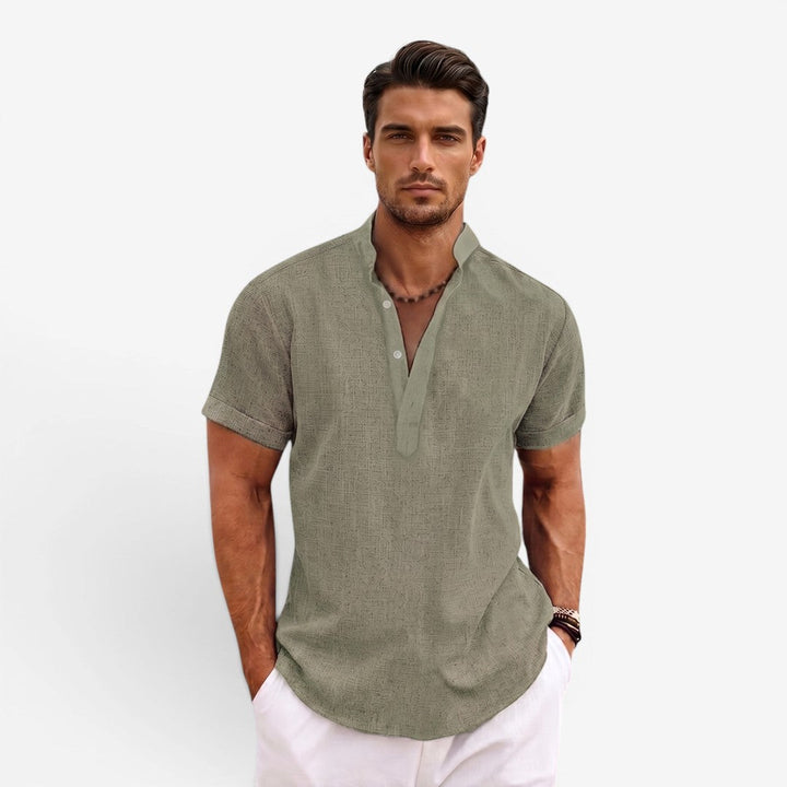 Men’s Short Sleeve Linen Shirt Relaxed Fit Breathable Summer Wear