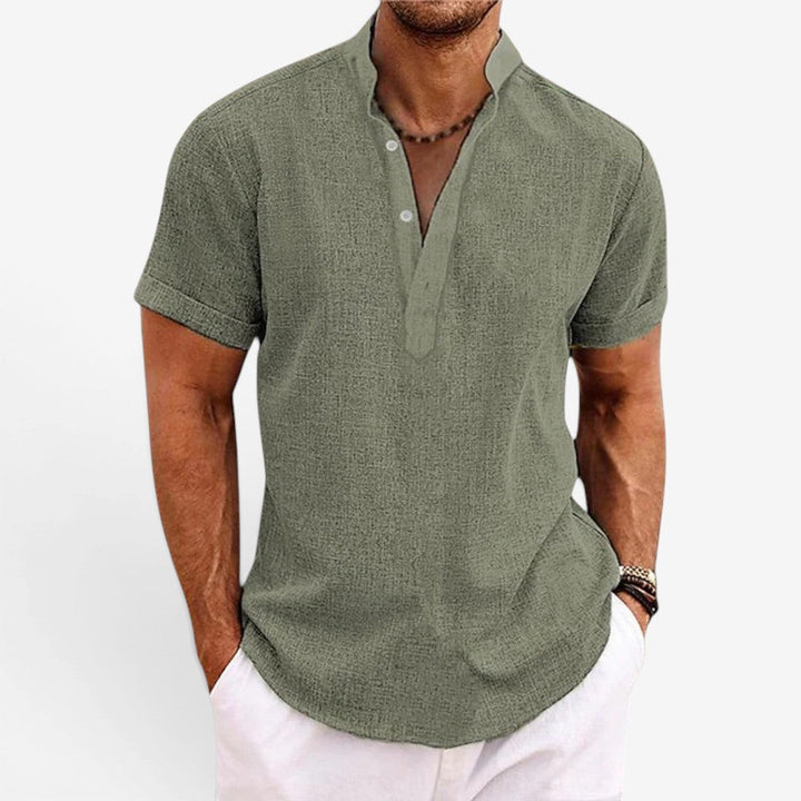 Men’s Short Sleeve Linen Shirt Relaxed Fit Breathable Summer Wear