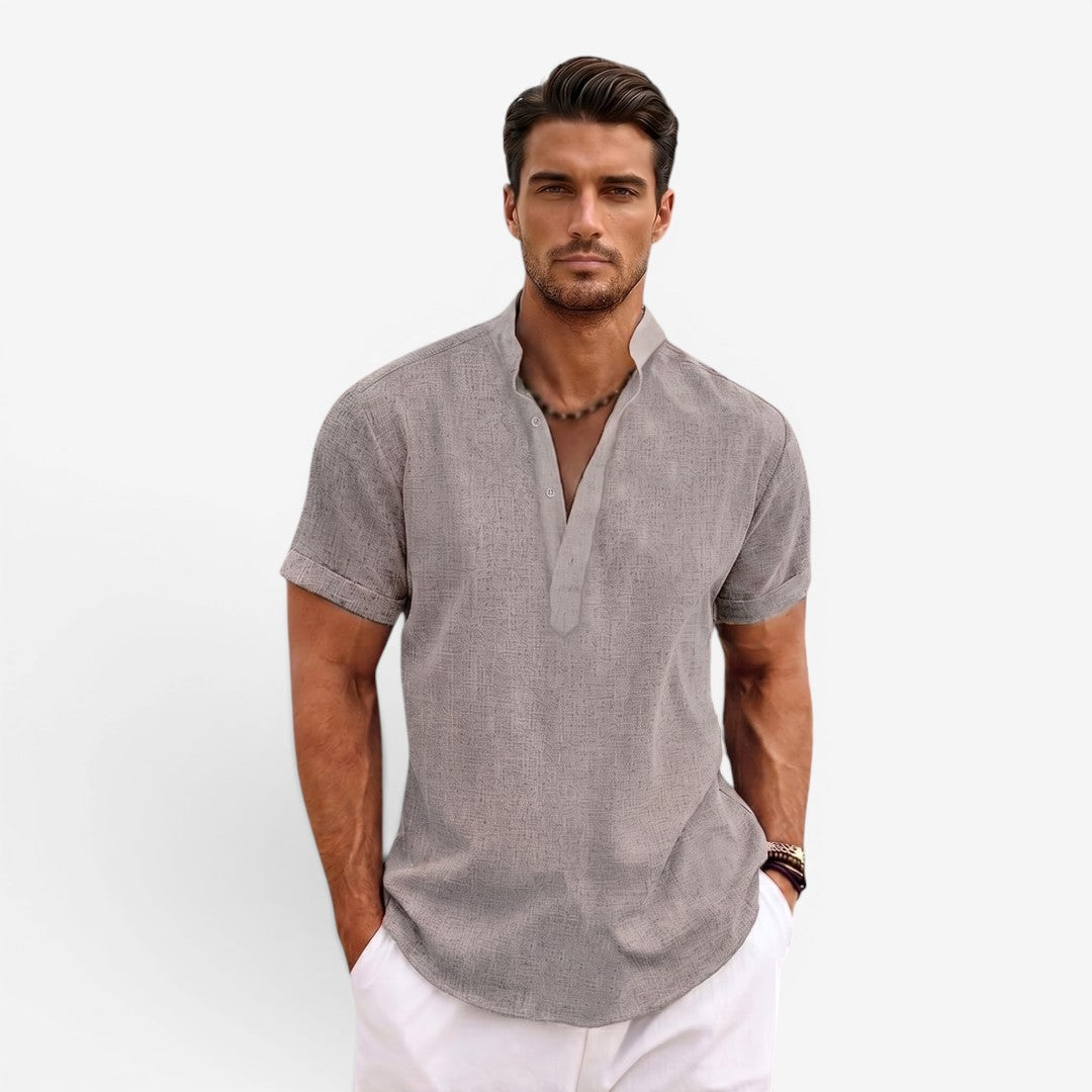 Men’s Short Sleeve Linen Shirt Relaxed Fit Breathable Summer Wear