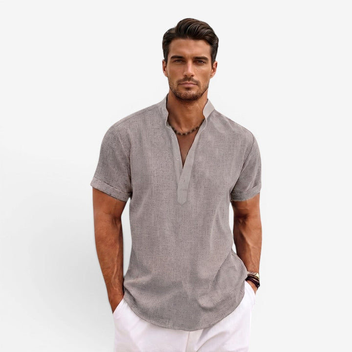 Men’s Short Sleeve Linen Shirt Relaxed Fit Breathable Summer Wear