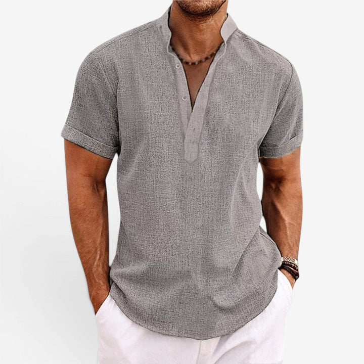 Men’s Short Sleeve Linen Shirt Relaxed Fit Breathable Summer Wear