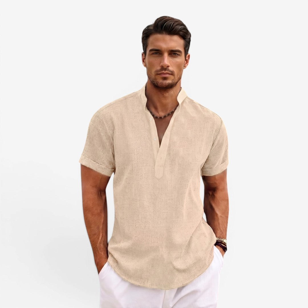Men’s Short Sleeve Linen Shirt Relaxed Fit Breathable Summer Wear