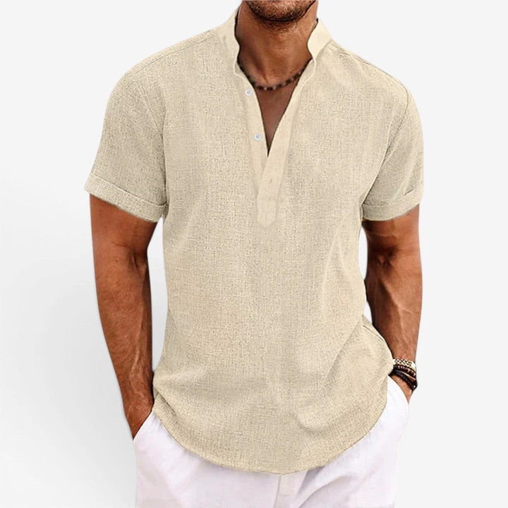 Men’s Short Sleeve Linen Shirt Relaxed Fit Breathable Summer Wear