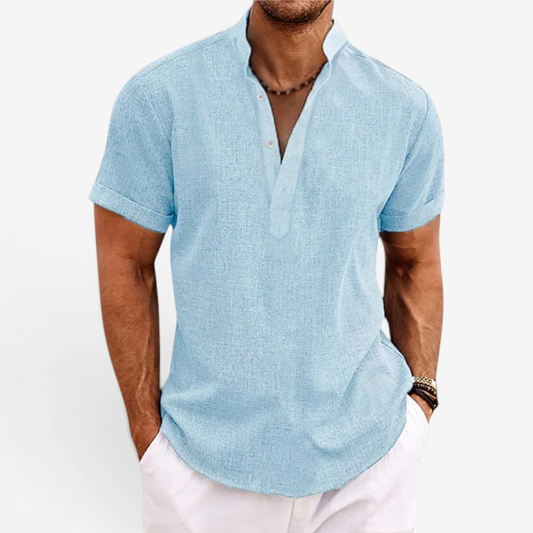 Men’s Short Sleeve Linen Shirt Relaxed Fit Breathable Summer Wear
