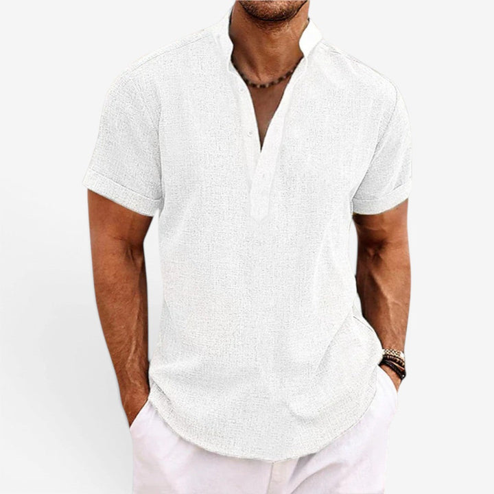 Men’s Short Sleeve Linen Shirt Relaxed Fit Breathable Summer Wear