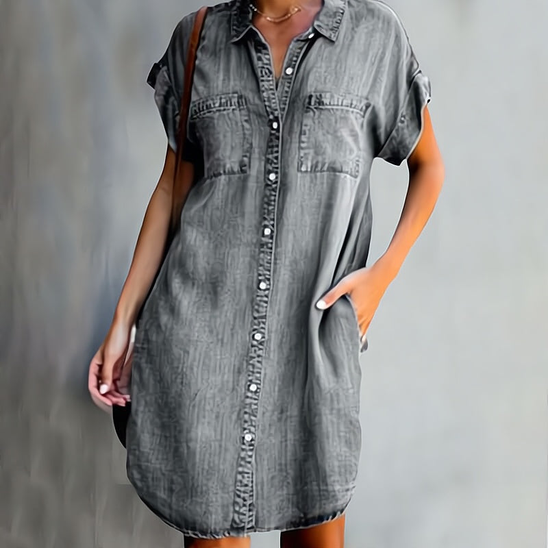 Jeanne | Shirt Summer Dress with Button Placket for Women | Mini