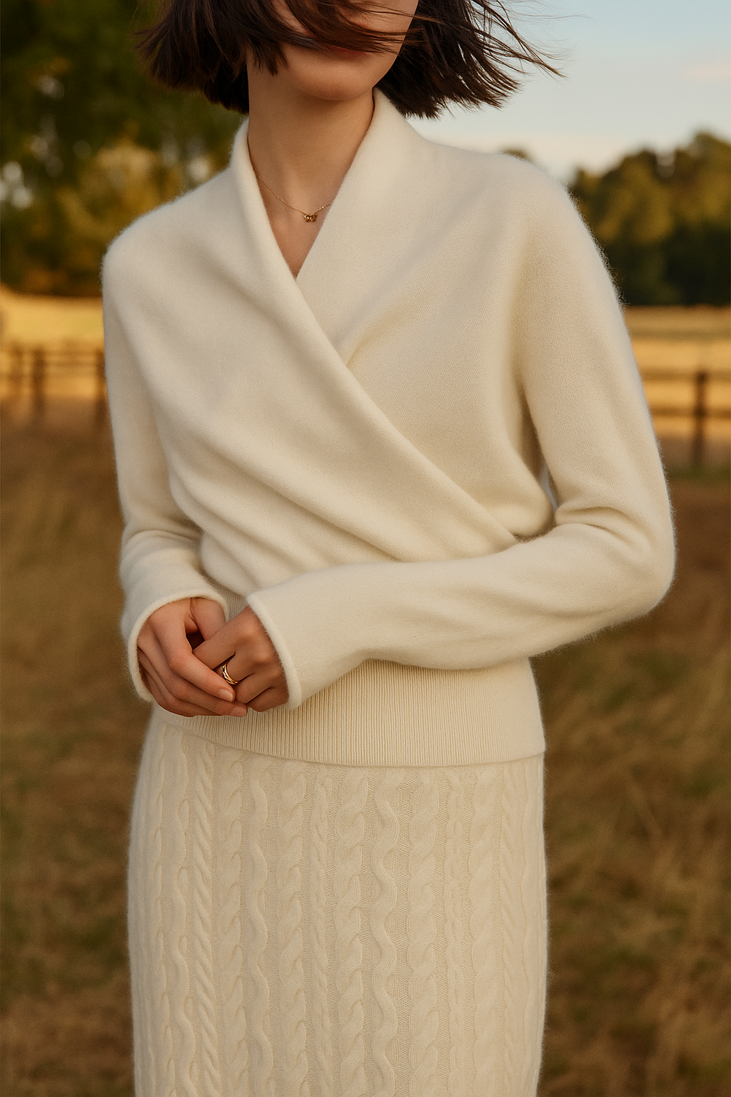 Women’s Cashmere Wrap Sweater – Soft Crossover Knit for Effortless Elegance