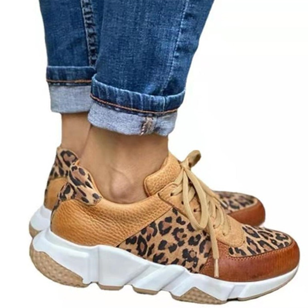 Tessa | Women’s Spring Stylish Leopard Lace-Up Sneakers
