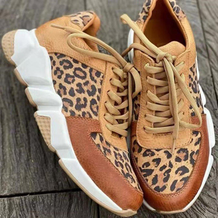 Tessa | Women’s Spring Stylish Leopard Lace-Up Sneakers