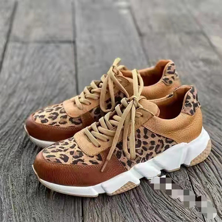 Tessa | Women’s Spring Stylish Leopard Lace-Up Sneakers