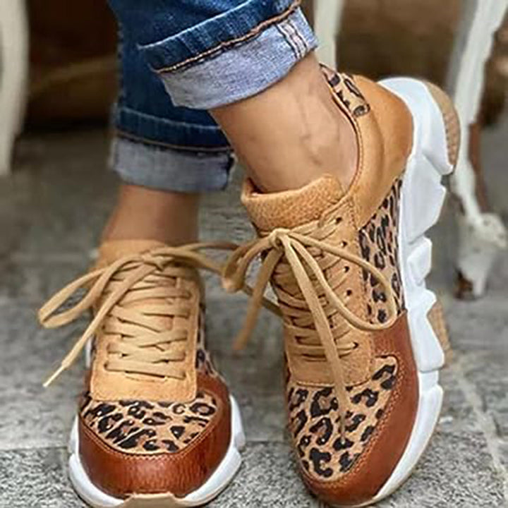 Tessa | Women’s Spring Stylish Leopard Lace-Up Sneakers