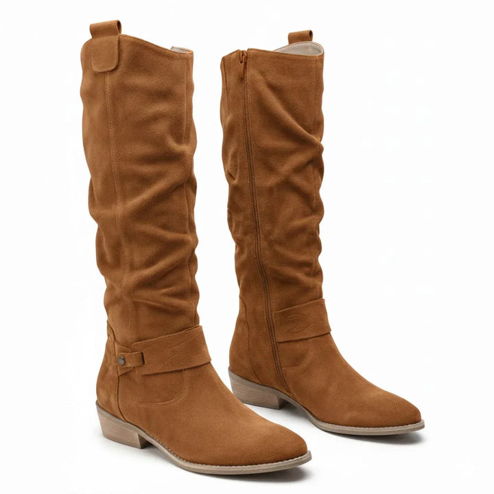 Marla - Slouch Boots in Suede Look