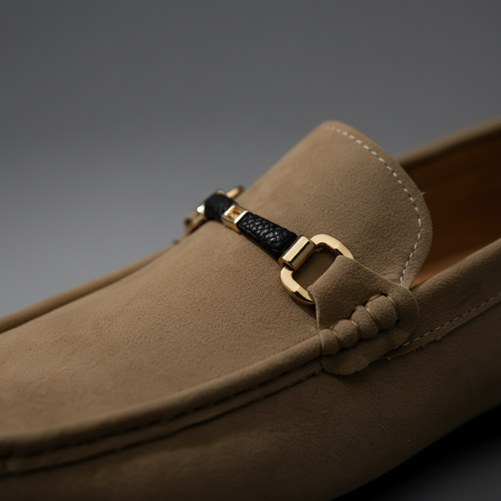 Bellano Men Rubber Sole Suede Buckle Loafers