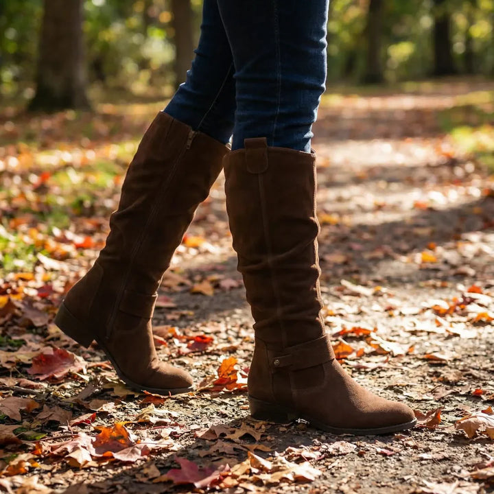 Marla - Slouch Boots in Suede Look