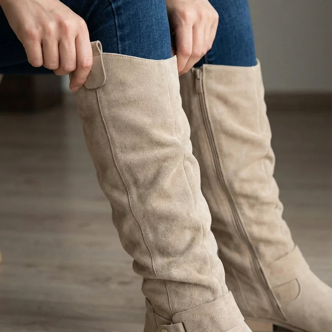 Marla - Slouch Boots in Suede Look