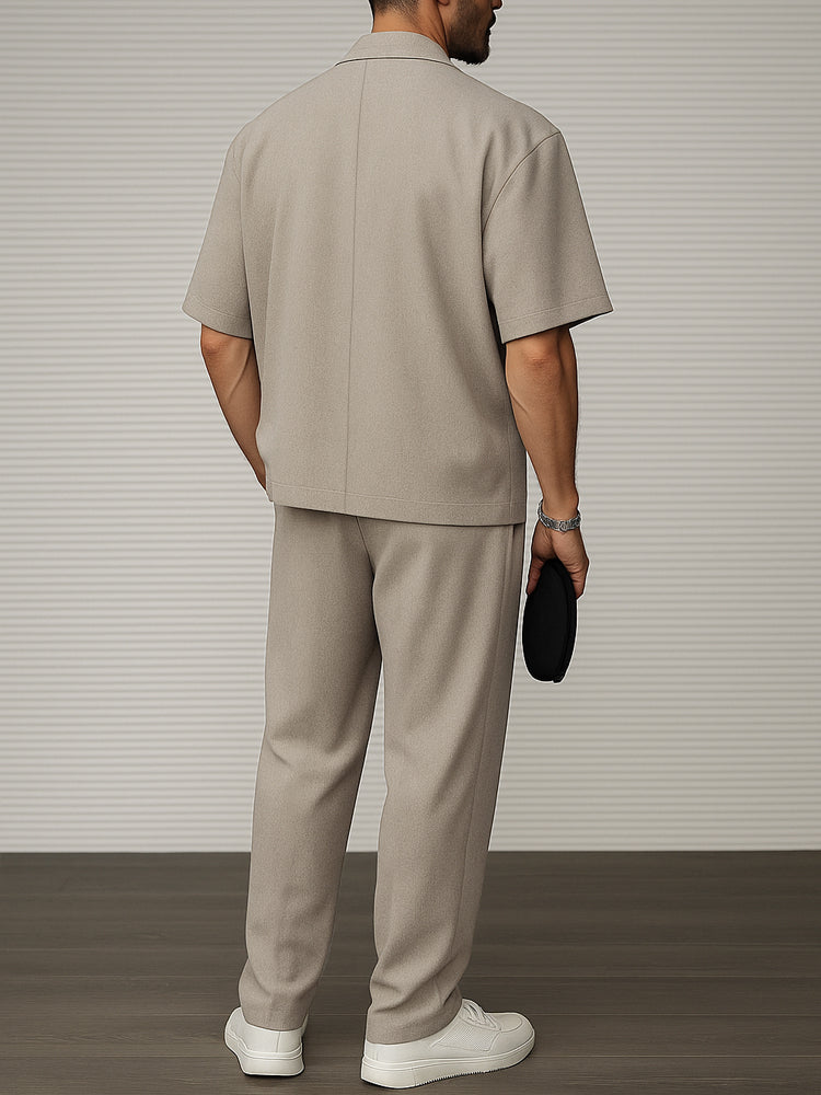 Men’s Short Sleeve Blazer and Trouser Set for Formal and Social Events