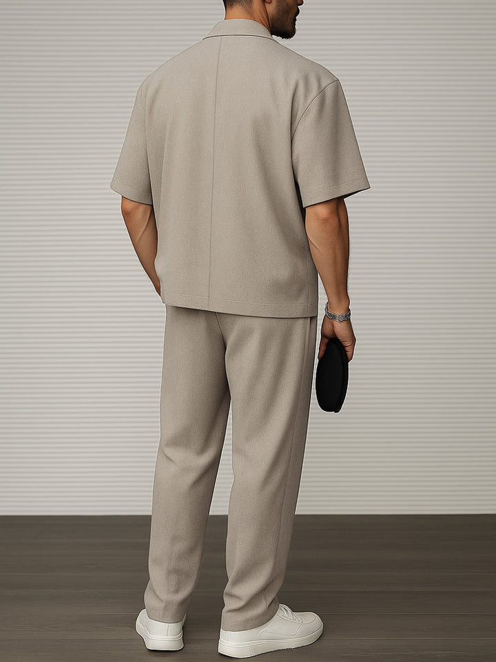 Men’s Short Sleeve Blazer and Trouser Set for Formal and Social Events