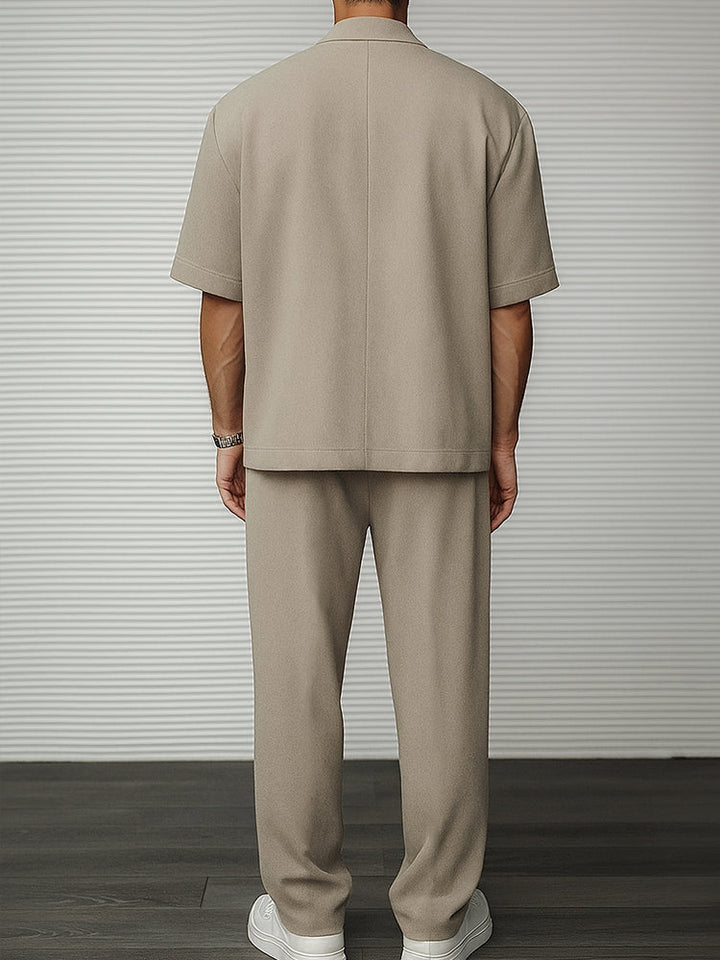 Men’s Short Sleeve Blazer and Trouser Set for Formal and Social Events