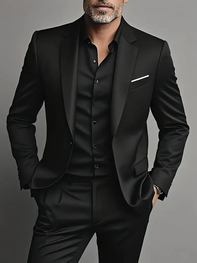 Men’s Two-Piece Slim Fit Suit – Tailored Formal Set for Business & Evening Wear