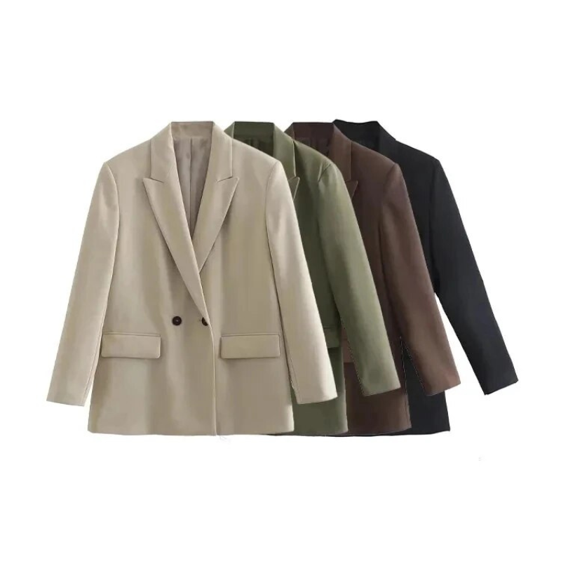 Women’s Oversized Blazer Coat | Longline Fit with Double-Breasted Design