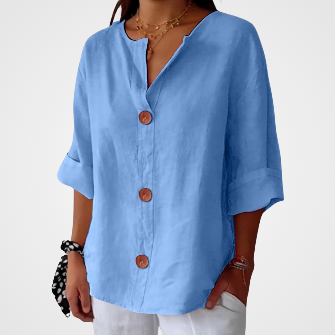 Women's Summer Blouse with Loose Fit and Breathable Linen