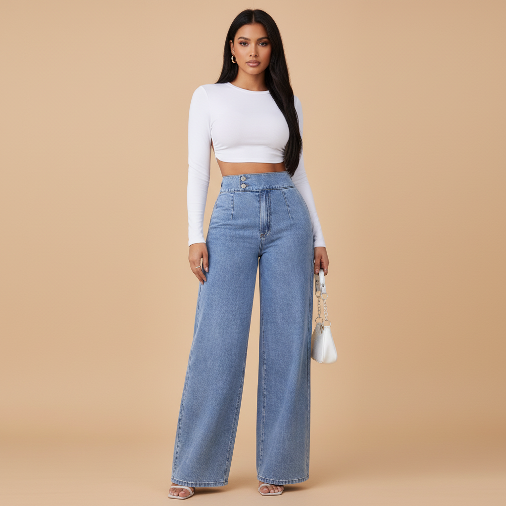 High Rise Wide Leg Jeans