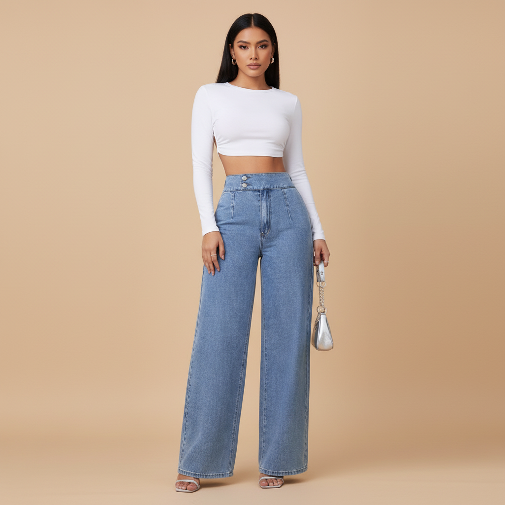 High Rise Wide Leg Jeans