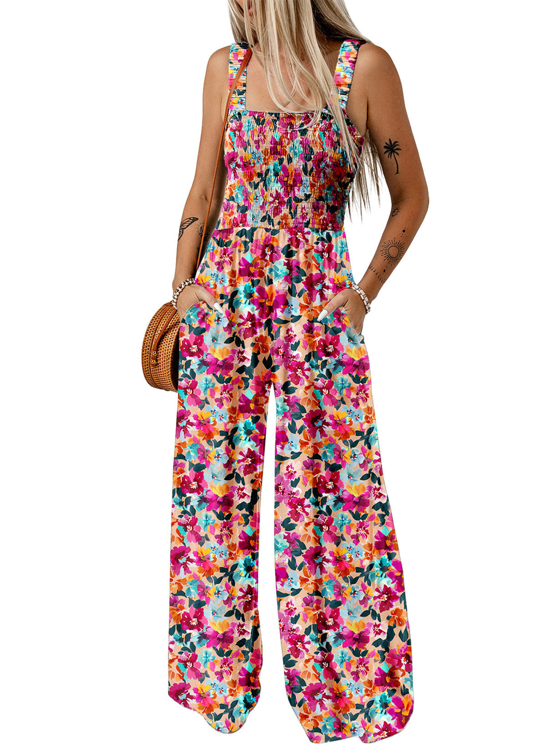 Beatrice | Women’s Elegant Spring Floral Wide-Leg Jumpsuit