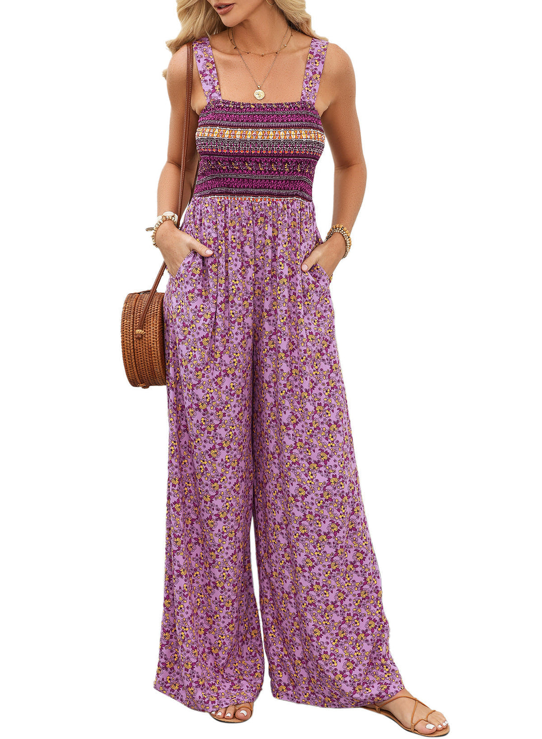 Beatrice | Women’s Elegant Spring Floral Wide-Leg Jumpsuit