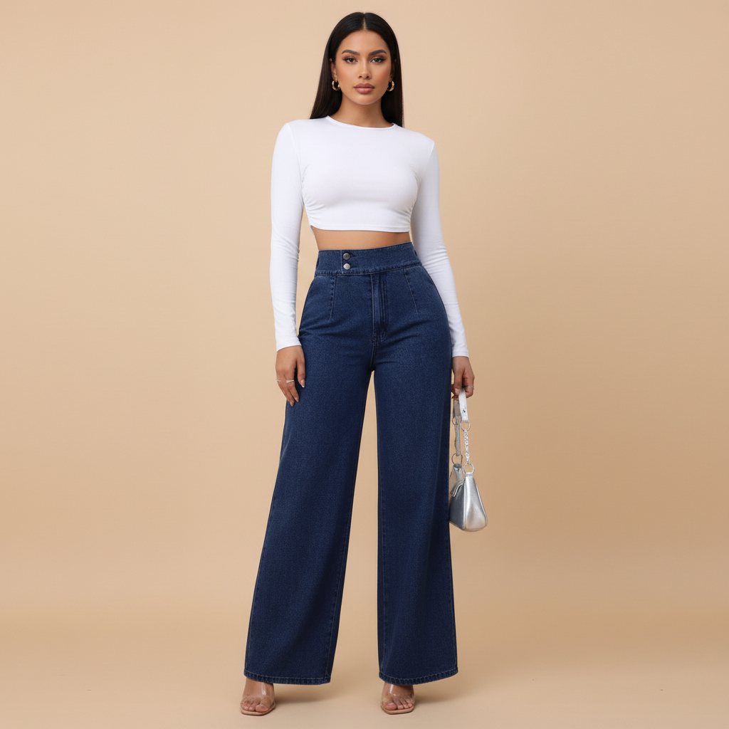 High Rise Wide Leg Jeans