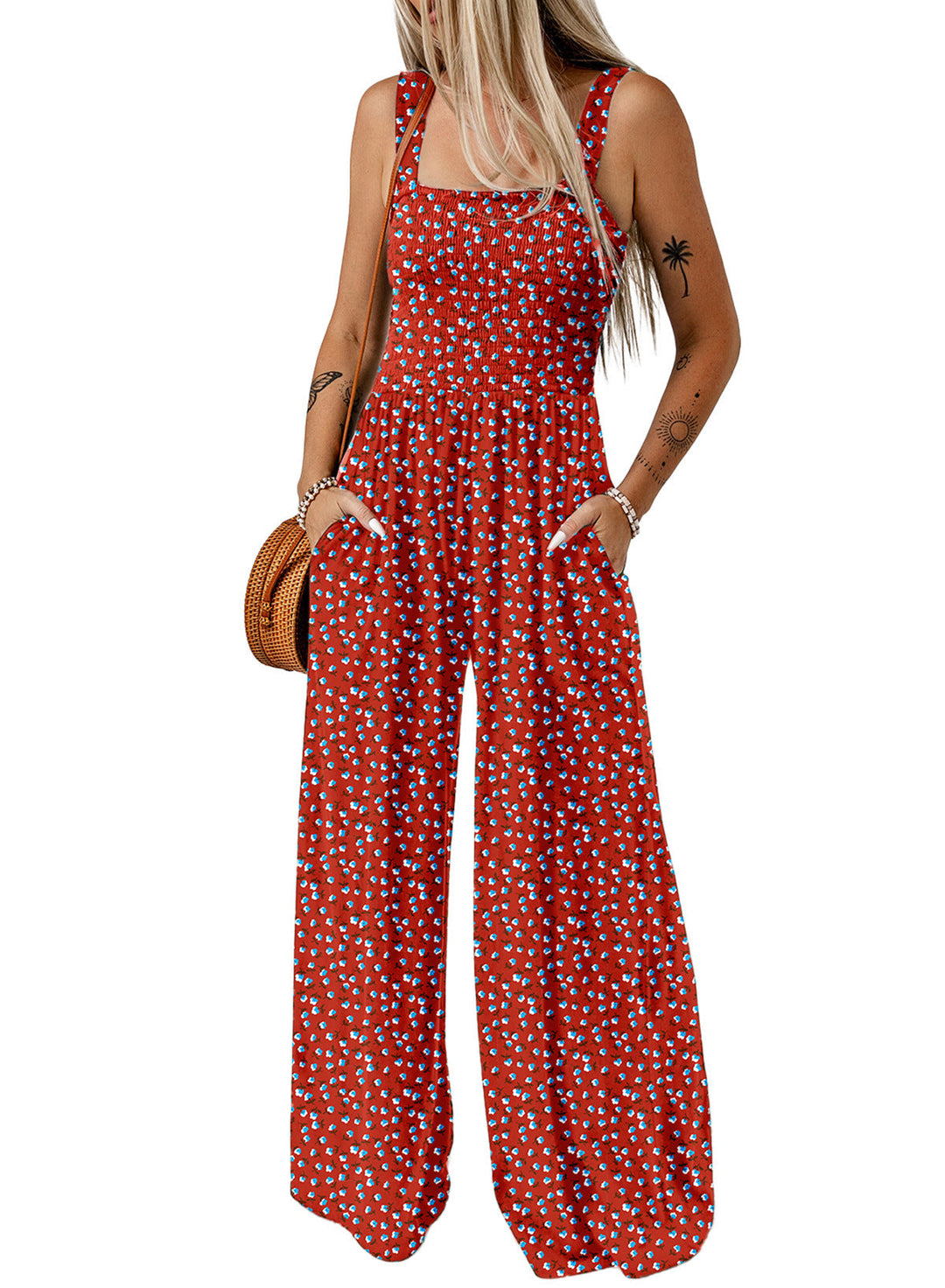 Beatrice | Women’s Elegant Spring Floral Wide-Leg Jumpsuit