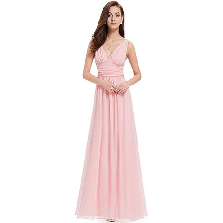 Ines | Women's Sleeveless Bridesmaid Dress with V-Neck | Maxi
