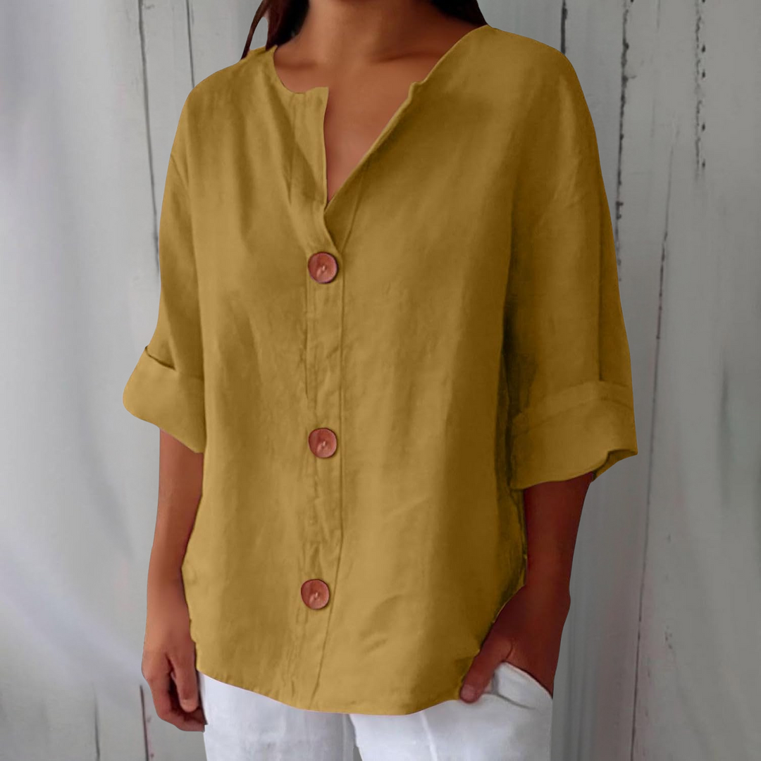 Women's Summer Blouse with Loose Fit and Breathable Linen