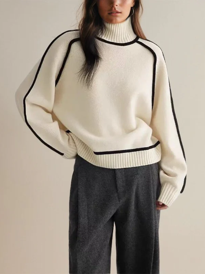 Turtleneck Sweater – Minimalist Color Block Knit
