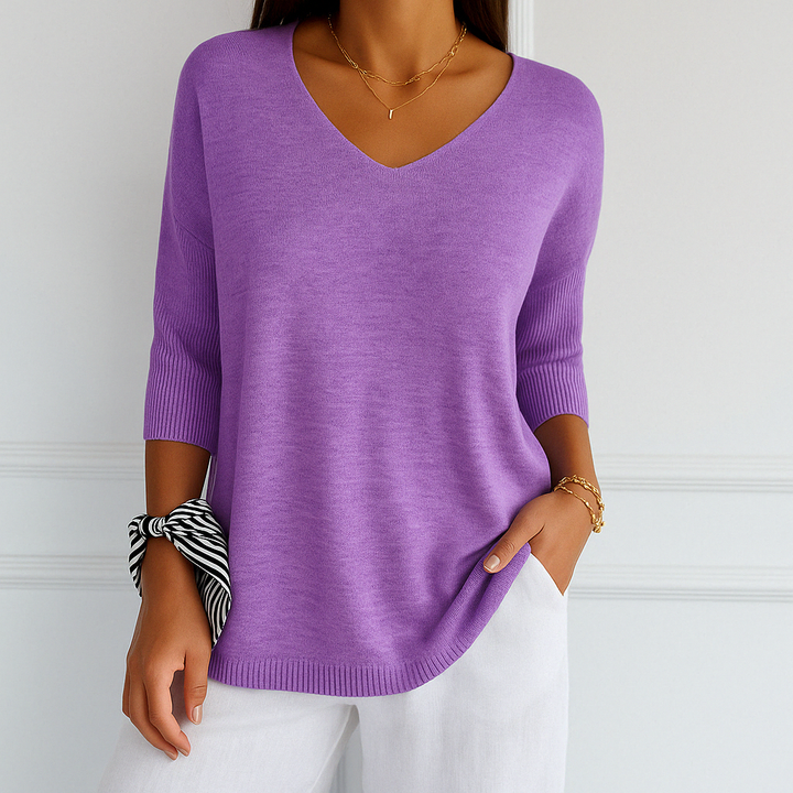 Audrey | Women V Neck Short Sleeve Sweater
