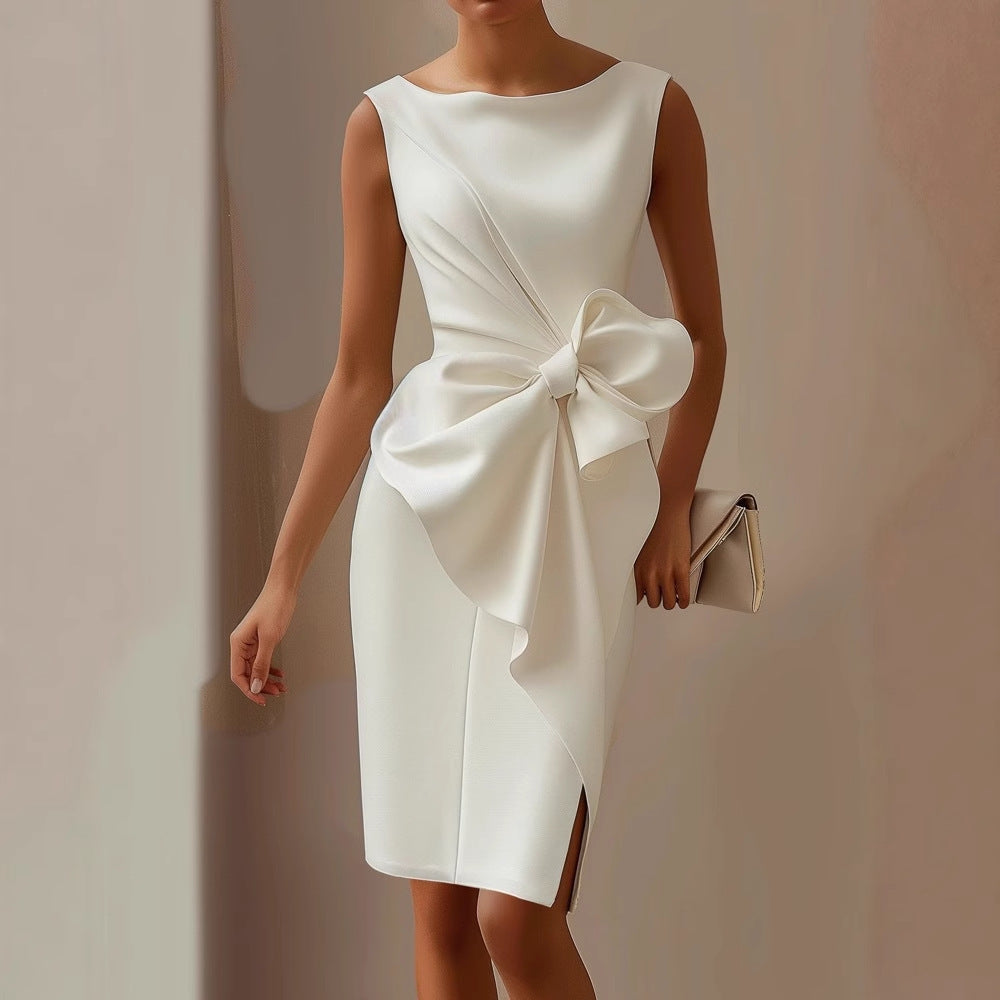 Keira | Women’s Midi Mother Of The Bride Dress with Front Bow