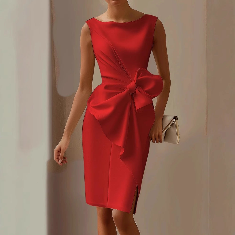 Keira | Women’s Midi Mother Of The Bride Dress with Front Bow