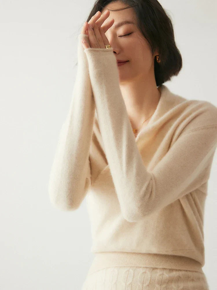 Women’s Cashmere Wrap Sweater – Soft Crossover Knit for Effortless Elegance