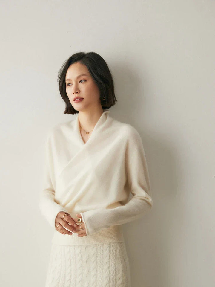 Women’s Cashmere Wrap Sweater – Soft Crossover Knit for Effortless Elegance