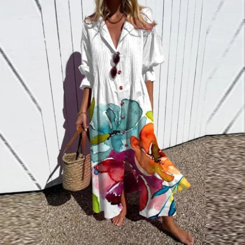 Ayla | Boho Summer Dress with V-Neck for Women | Maxi