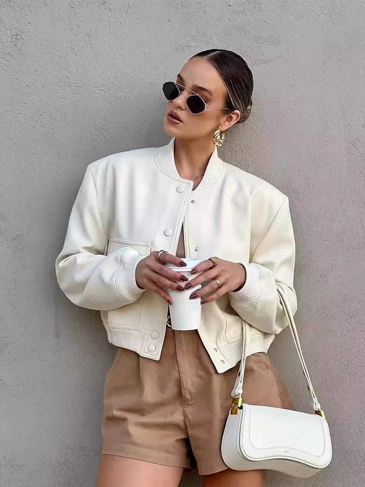 Nancy | Women’s Trendy Button Front Cropped Jacket