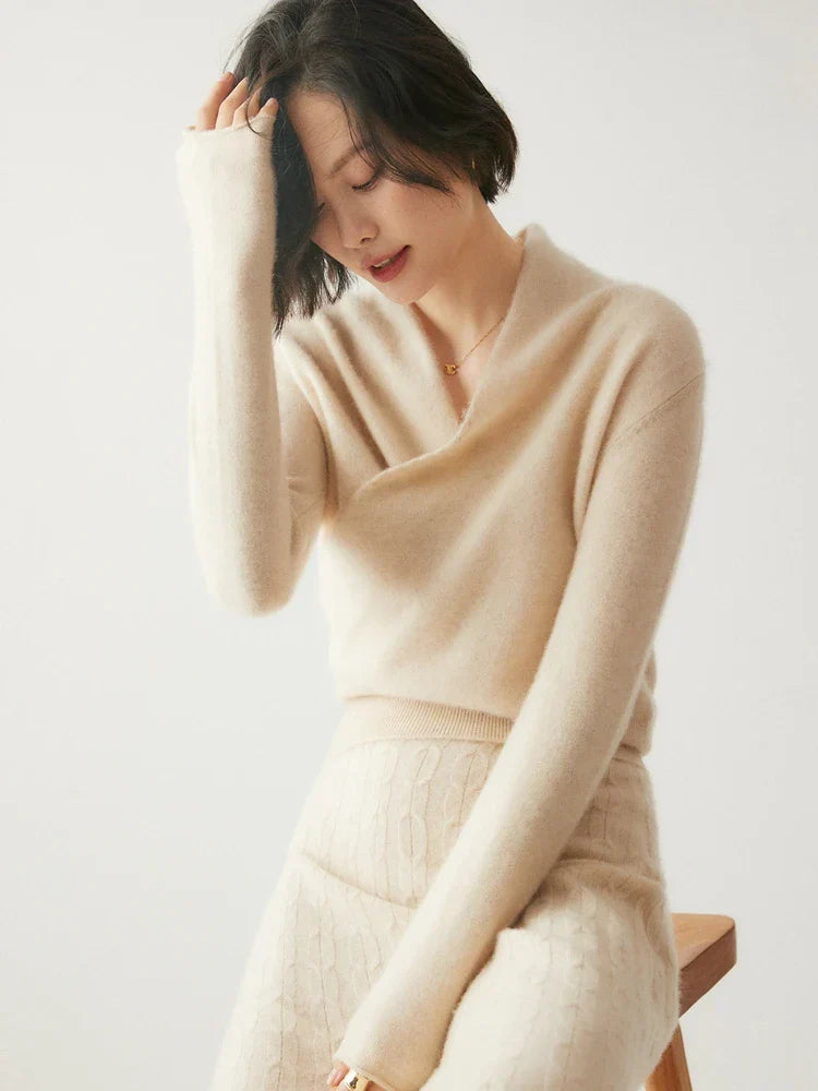 Women’s Cashmere Wrap Sweater – Soft Crossover Knit for Effortless Elegance