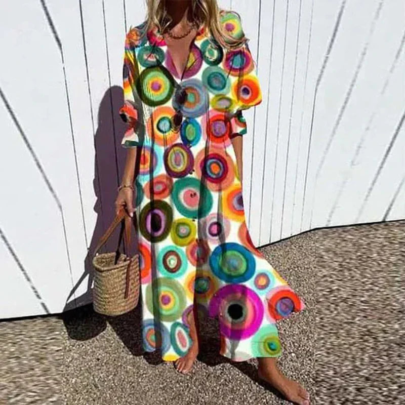 Ayla | Boho Summer Dress with V-Neck for Women | Maxi