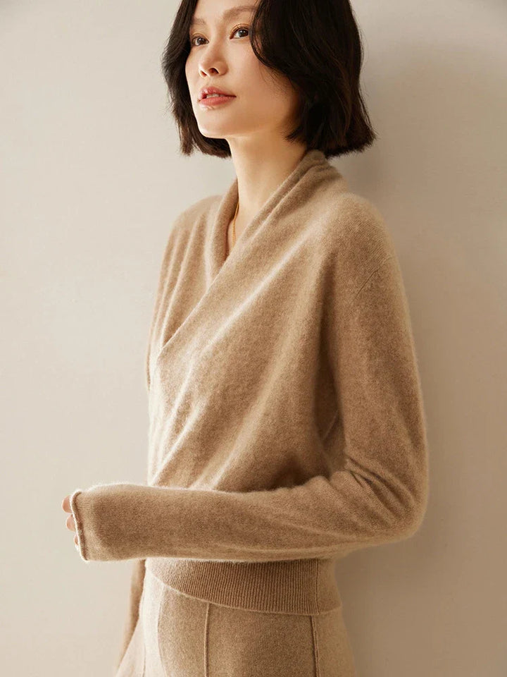 Women’s Cashmere Wrap Sweater – Soft Crossover Knit for Effortless Elegance